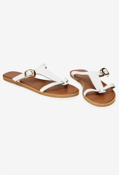 Sandale dama tip papuc din piele naturala alba picture - 5