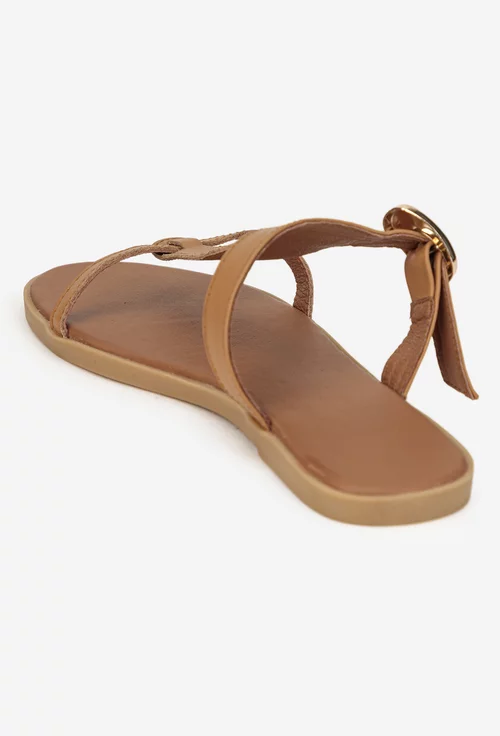 Sandale dama tip papuc din piele naturala maro picture - 3