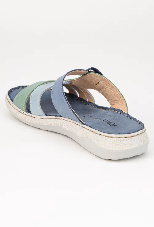 Sandale dama tip papuc din piele naturala multicolora picture - 4