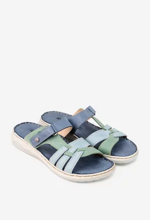 Sandale dama tip papuc din piele naturala multicolora