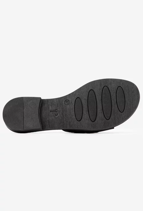 Sandale dama tip papuc din piele naturala neagra picture - 5