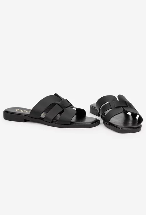 Sandale dama tip papuc din piele neagra