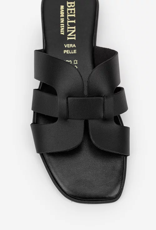 Sandale dama tip papuc din piele neagra