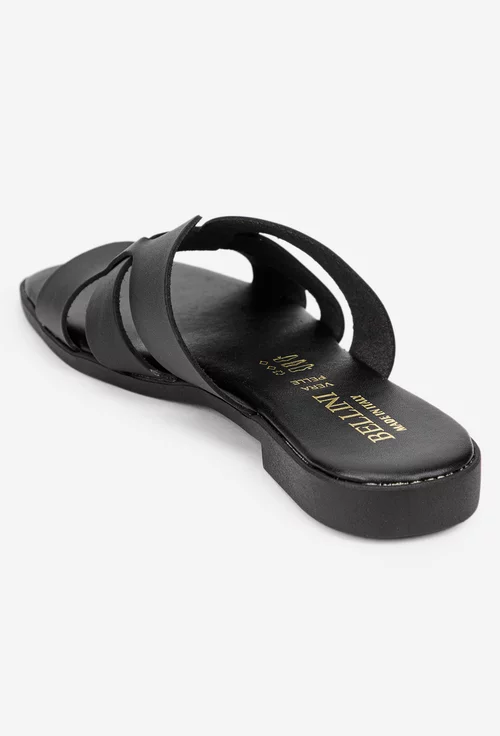 Sandale dama tip papuc din piele neagra