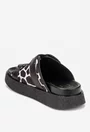 Sandale dama tip papuc NUR din piele neagra cu model animal print