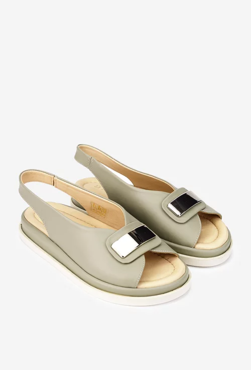 Sandale dama verzi din piele naturala cu ornament