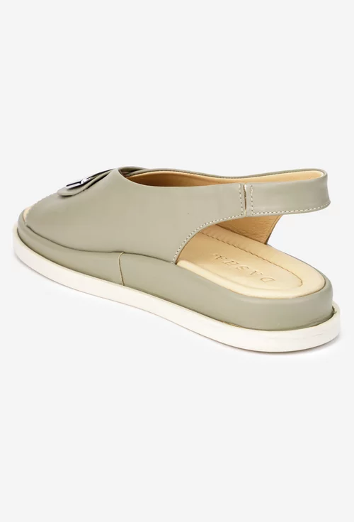 Sandale dama verzi din piele naturala cu ornament