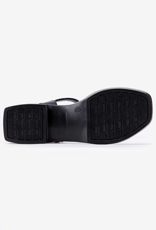 Sandale din piele alba cu negru