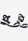 Sandale din piele alba cu negru