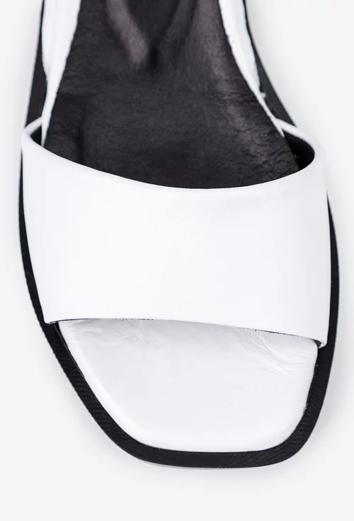 Sandale din piele alba cu negru