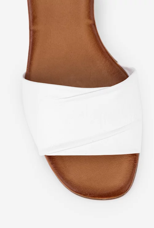 Sandale din piele alba cu toc
