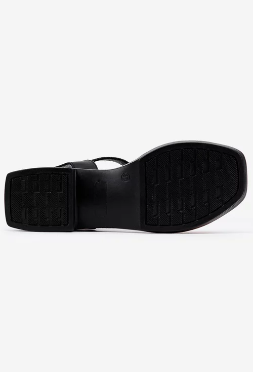 Sandale din piele bej cu negru