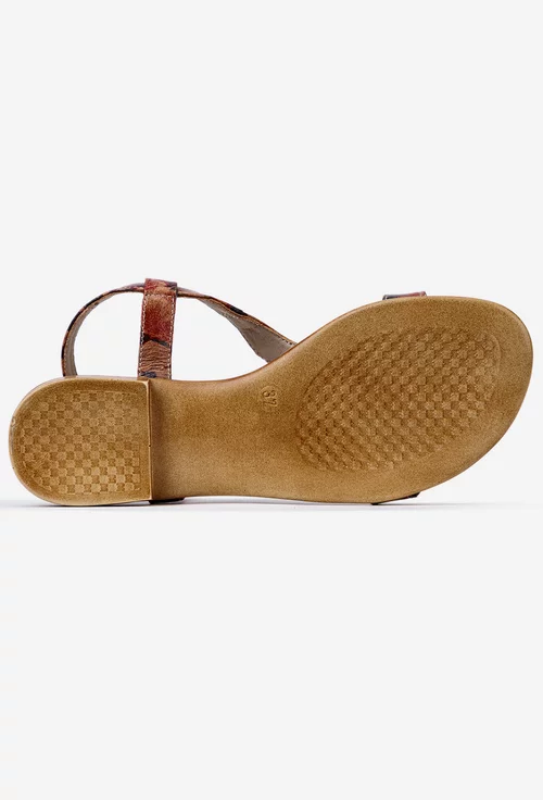 Sandale din piele cu imprimeu floral multicolor