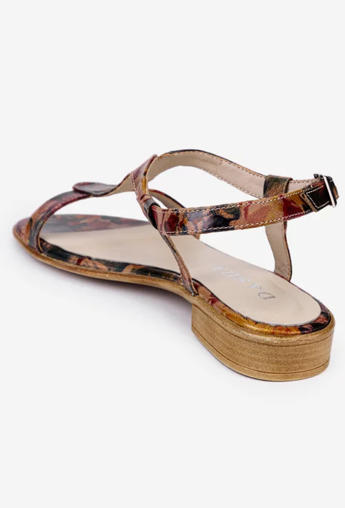 Sandale din piele cu imprimeu floral multicolor