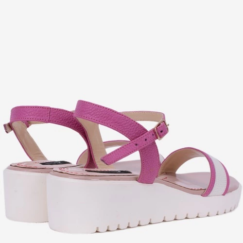 Sandale roz cu alb din piele naturala Alyn