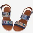 Sandale bleumarin din piele naturala cu imprimeu multicolor Arcadia