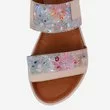 Sandale bej din piele naturala cu imprimeu floral multicolor Frozen