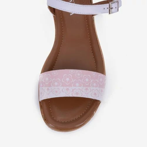 Sandale alb cu roz din piele naturala Gary