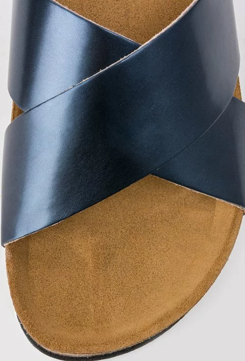 Sandale din piele naturala navy metalizat Irinne