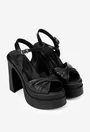 Sandale din piele naturala neagra cu platforma
