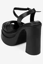 Sandale din piele naturala neagra cu platforma