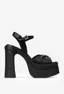 Sandale din piele naturala neagra cu platforma