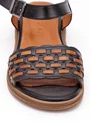 Sandale din piele naturala negre cu detalii maro