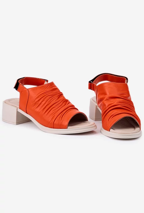 Sandale din piele naturala portocalie