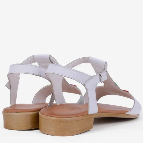 Sandale albe din piele naturala Roslyn