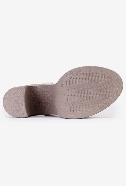 Sandale din piele naturala roz pudra cu platforma