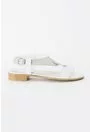 Sandale albe cu argintiu din piele naturala Silver