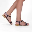 Sandale bleumarin cu alb din piele naturala Tamika