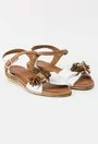Sandale alb cu maro din piele naturala Astro