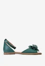 Sandale din piele verde cu detaliu floare