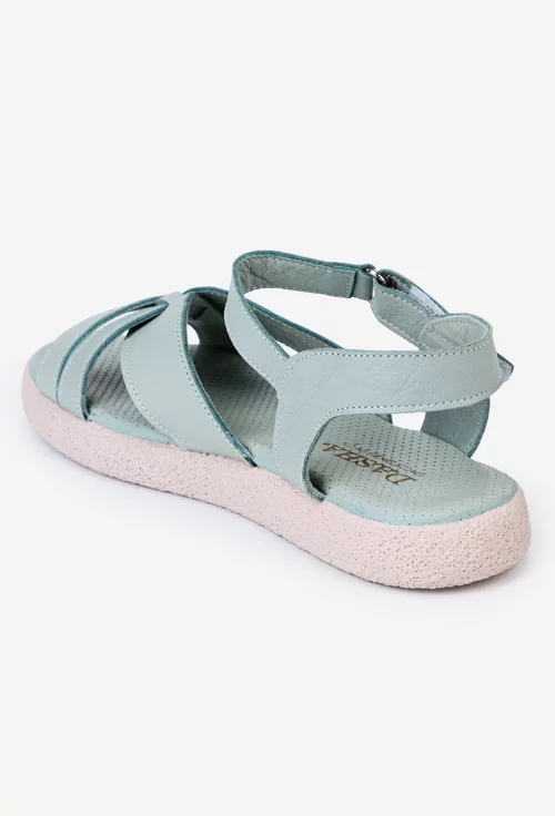 Sandale din piele verde deschis cu inchidere scai