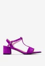 Sandale fuchsia din piele intoarsa cu bareta in T