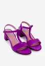 Sandale fuchsia din piele intoarsa cu bareta in T