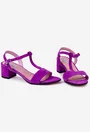 Sandale fuchsia din piele intoarsa cu bareta in T