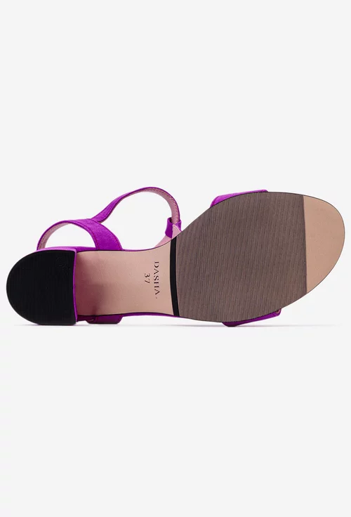 Sandale fuchsia din piele intoarsa cu bareta in T