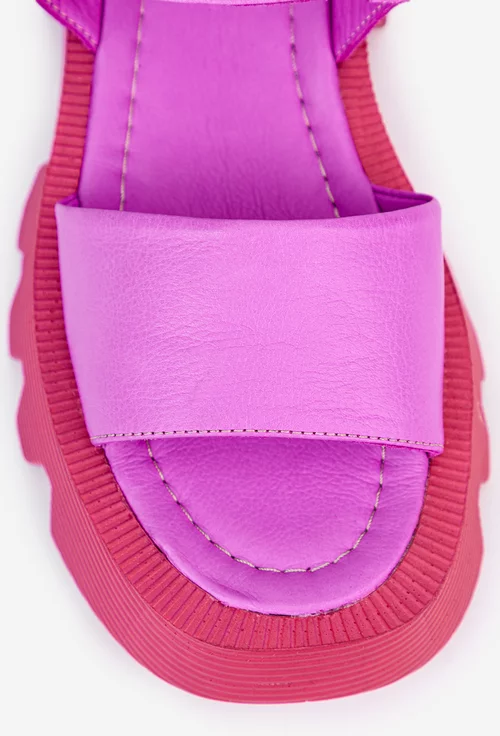 Sandale fuchsia din piele naturala