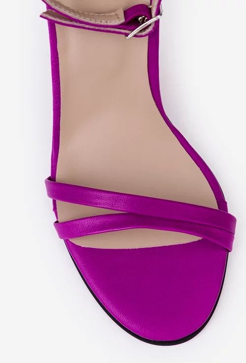 Sandale fuchsia din piele naturala cu toc subtire