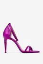 Sandale fuchsia din piele naturala cu toc subtire