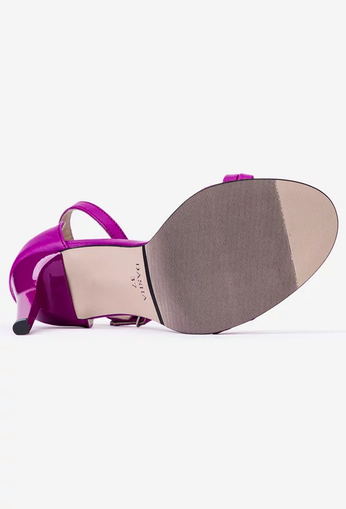 Sandale fuchsia din piele naturala cu toc subtire