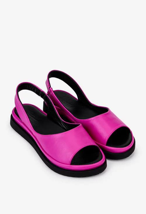 Sandale fuchsia realizate din piele naturala