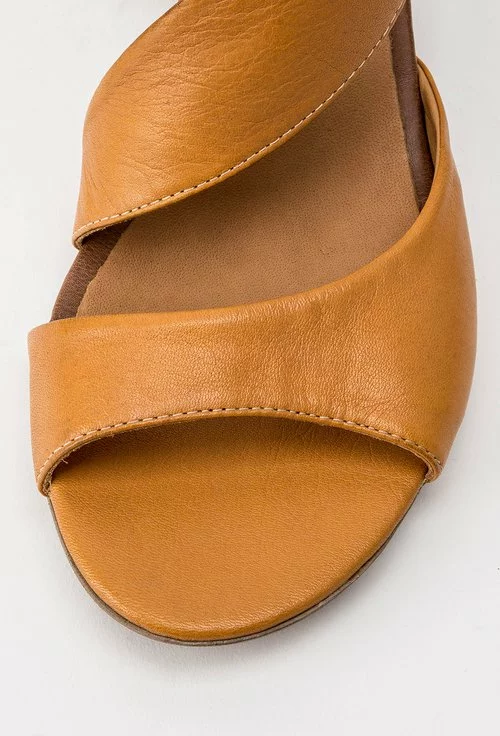Sandale galben-mustar din piele naturala Corelia