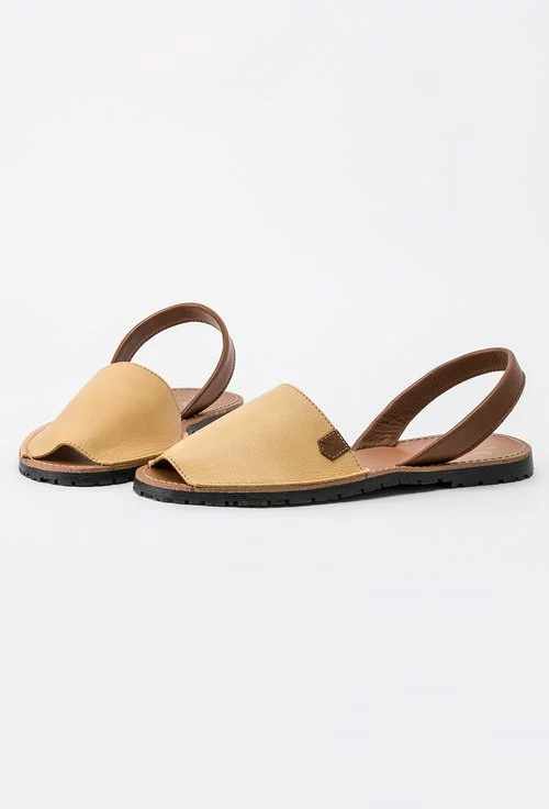 Sandale galben-pal cu maro din piele naturala Adnana