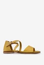 Sandale galbene din piele cu barete in x
