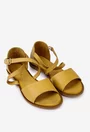 Sandale galbene din piele cu barete in x