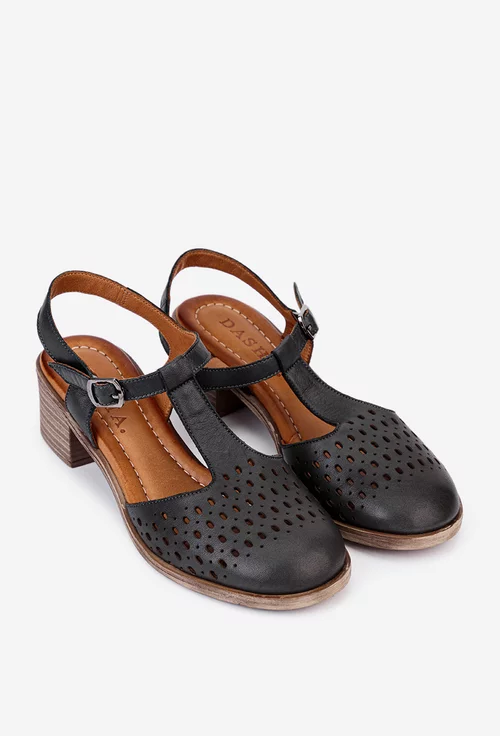 Sandale gri din piele cu varful acoperit