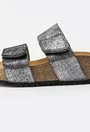 Sandale gri metalizat din piele naturala Aida
